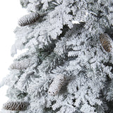 7’ Flocked Montana Down Swept Spruce Artificial Christmas Tree with Pinecones and 400 LED Lights-Christmas Tree-Parc Decor
