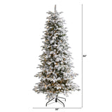 7’ Flocked North Carolina Fir Artificial Christmas Tree with 550 Warm White Lights and 2090 Bendable Branches-Christmas Tree-Parc Decor