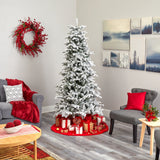 7’ Flocked North Carolina Fir Artificial Christmas Tree with 550 Warm White Lights and 2090 Bendable Branches-Christmas Tree-Parc Decor