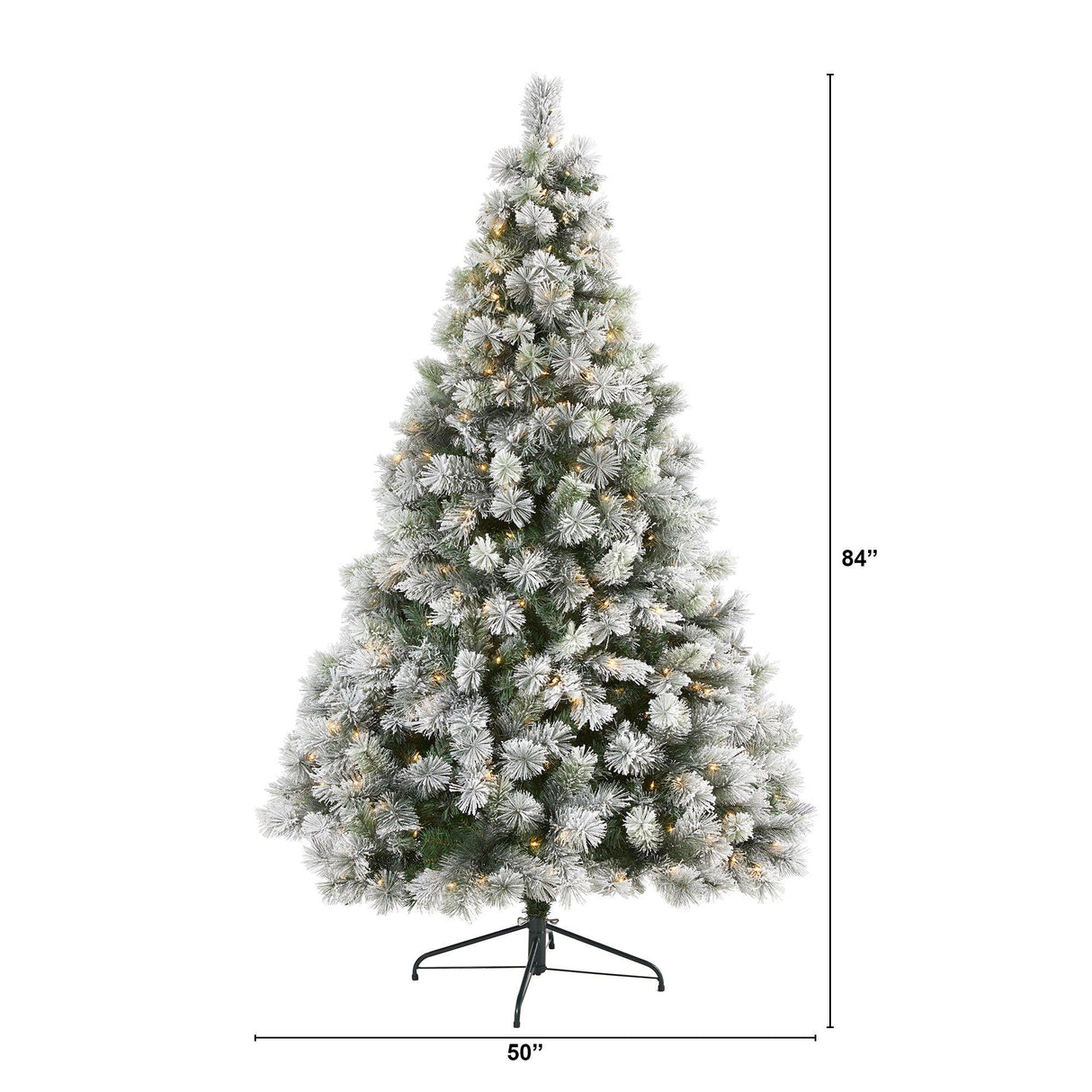 7’ Flocked Oregon Pine Artificial Christmas Tree with 400 Clear Lights and 834 Bendable Branches-Christmas Tree-Parc Decor