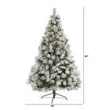 7’ Flocked Oregon Pine Artificial Christmas Tree with 400 Clear Lights and 834 Bendable Branches-Christmas Tree-Parc Decor