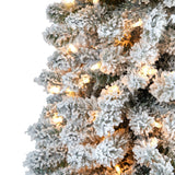 7’ Flocked Pencil Artificial Christmas Tree with 400 Clear Lights and 574 Bendable Branches-Christmas Tree-Parc Decor