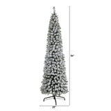 7’ Flocked Pencil Artificial Christmas Tree with 574 Bendable Branches-Christmas Tree-Parc Decor