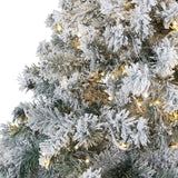 7' Flocked Rock Springs Spruce Artificial Christmas Tree with 350 Clear LED Lights and 800 Bendable Branches-Christmas Tree-Parc Decor