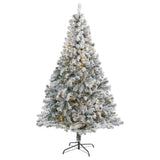 7' Flocked Rock Springs Spruce Artificial Christmas Tree with 350 Clear LED Lights and 800 Bendable Branches-Christmas Tree-Parc Decor