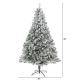 7' Flocked Rock Springs Spruce Artificial Christmas Tree with 800 Bendable Branches-Christmas Tree-Parc Decor