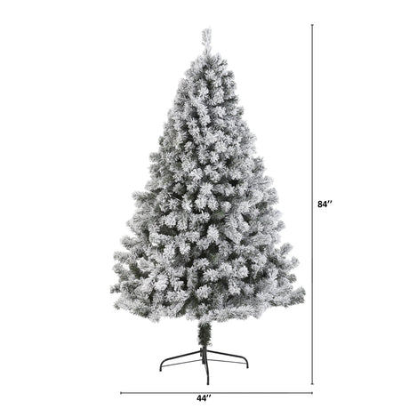7' Flocked West Virginia Fir Artificial Christmas Tree-Christmas Tree-Parc Decor