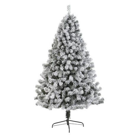 7' Flocked West Virginia Fir Artificial Christmas Tree-Christmas Tree-Parc Decor