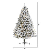 7' Flocked West Virginia Fir Artificial Christmas Tree with 350 Clear LED Lights-Christmas Tree-Parc Decor
