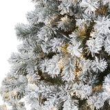 7' Flocked West Virginia Fir Artificial Christmas Tree with 350 Clear LED Lights-Christmas Tree-Parc Decor