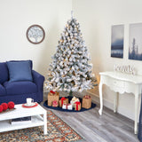 7' Flocked West Virginia Fir Artificial Christmas Tree with 350 Clear LED Lights-Christmas Tree-Parc Decor