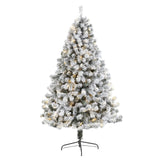 7' Flocked West Virginia Fir Artificial Christmas Tree with 350 Clear LED Lights-Christmas Tree-Parc Decor
