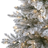 7’ Flocked West Virginia Spruce Artificial Christmas Tree with 400 Clear Lights and 1468 Bendable Branches-Christmas Tree-Parc Decor
