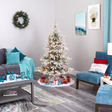 7’ Flocked West Virginia Spruce Artificial Christmas Tree with 400 Clear Lights and 1468 Bendable Branches-Christmas Tree-Parc Decor