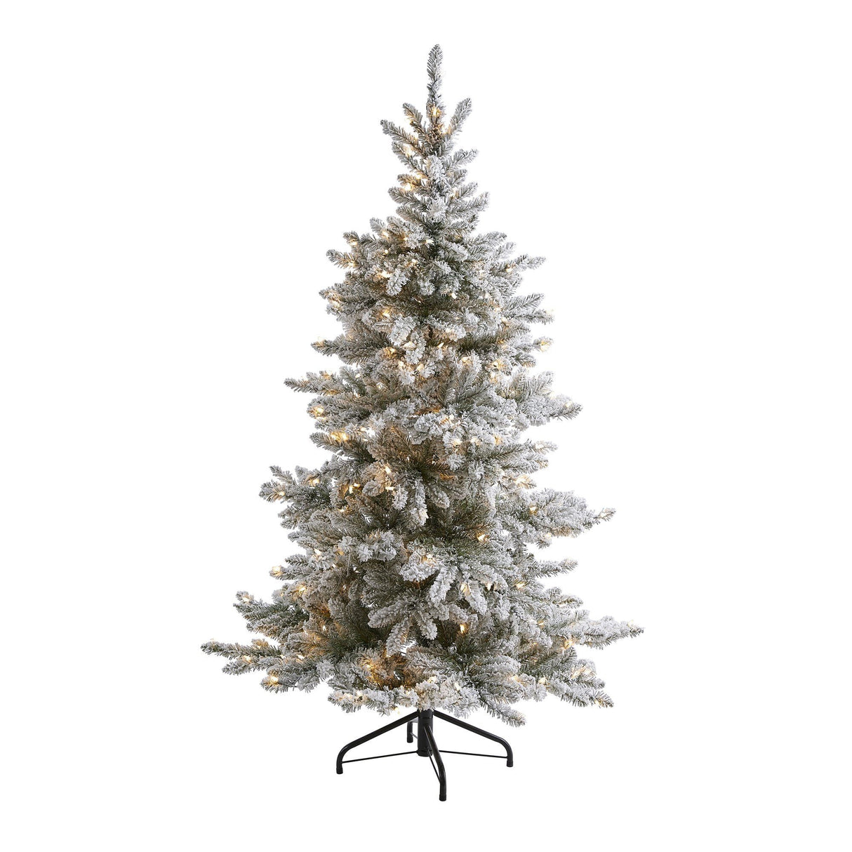 7’ Flocked West Virginia Spruce Artificial Christmas Tree with 400 Clear Lights and 1468 Bendable Branches-Christmas Tree-Parc Decor