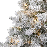 7' Flocked White River Mountain Pine Artificial Christmas Tree with Pinecones and 350 LED Lights-Christmas Tree-Parc Decor