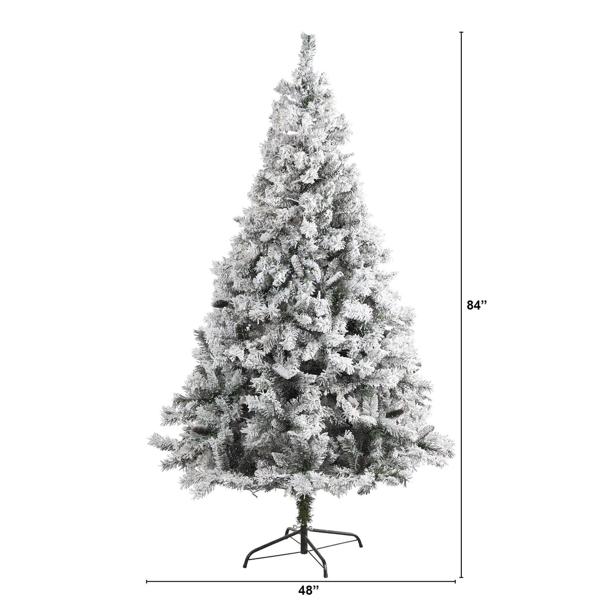 7' Flocked White River Mountain Pine Artificial Christmas Tree with Pinecones-Christmas Tree-Parc Decor