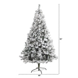 7' Flocked White River Mountain Pine Artificial Christmas Tree with Pinecones-Christmas Tree-Parc Decor