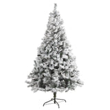 7' Flocked White River Mountain Pine Artificial Christmas Tree with Pinecones-Christmas Tree-Parc Decor