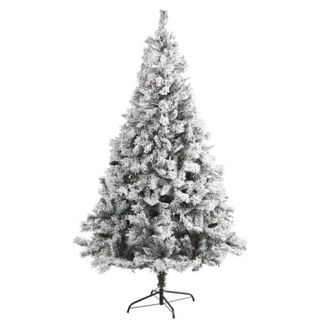 7' Flocked White River Mountain Pine Artificial Christmas Tree with Pinecones-Christmas Tree-Parc Decor