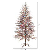 7' Frosted Berry Twig Christmas Tree with 450 Multicolored Gum Ball LED Lights and 1192 Bendable Branches-Christmas Tree-Parc Decor