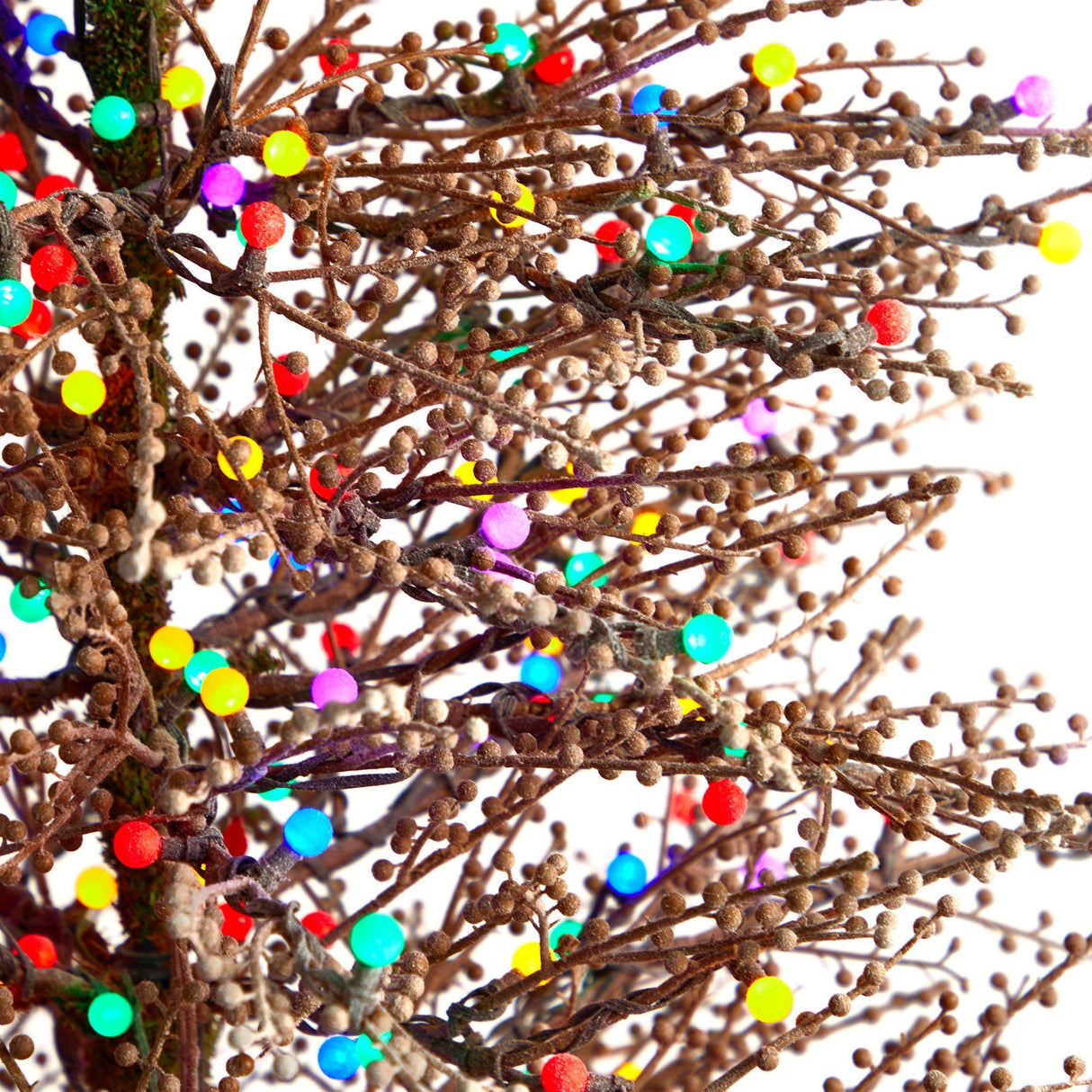 7' Frosted Berry Twig Christmas Tree with 450 Multicolored Gum Ball LED Lights and 1192 Bendable Branches-Christmas Tree-Parc Decor