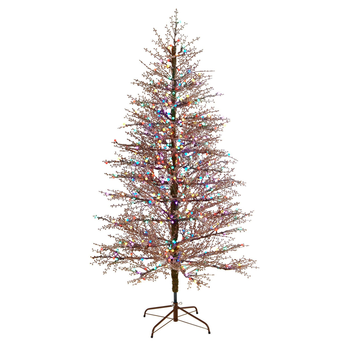 7' Frosted Berry Twig Christmas Tree with 450 Multicolored Gum Ball LED Lights and 1192 Bendable Branches-Christmas Tree-Parc Decor