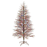 7' Frosted Berry Twig Christmas Tree with 450 Multicolored Gum Ball LED Lights and 1192 Bendable Branches-Christmas Tree-Parc Decor