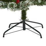 7’ Frosted Swiss Pine Artificial Christmas Tree with 400 Clear LED Lights and Berries-Christmas Tree-Parc Decor