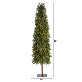 7’ Grand Alpine Artificial Christmas Tree with 400 Clear Lights and 950 Bendable Branches on Natural Trunk-Christmas Tree-Parc Decor