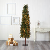 7’ Grand Alpine Artificial Christmas Tree with 400 Clear Lights and 950 Bendable Branches on Natural Trunk-Christmas Tree-Parc Decor