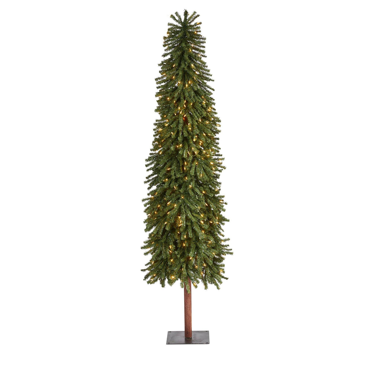 7’ Grand Alpine Artificial Christmas Tree with 400 Clear Lights and 950 Bendable Branches on Natural Trunk-Christmas Tree-Parc Decor