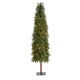 7’ Grand Alpine Artificial Christmas Tree with 400 Clear Lights and 950 Bendable Branches on Natural Trunk-Christmas Tree-Parc Decor