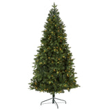 7’ Grand Teton Spruce Flat Back Artificial Christmas Tree with 220 Clear LED Lights and 953 Bendable Branches-Christmas Tree-Parc Decor
