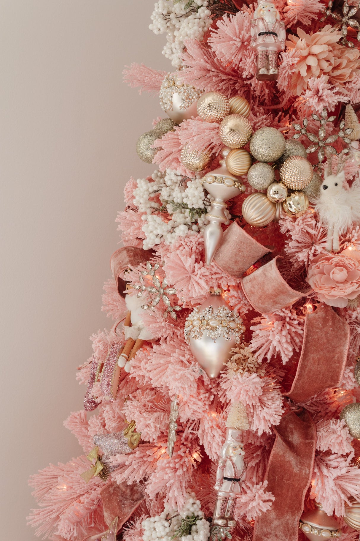 7' Holiday Pink Cashmere Christmas Tree with 300 lights and 599 Bendable Branches-Christmas Tree-Parc Decor