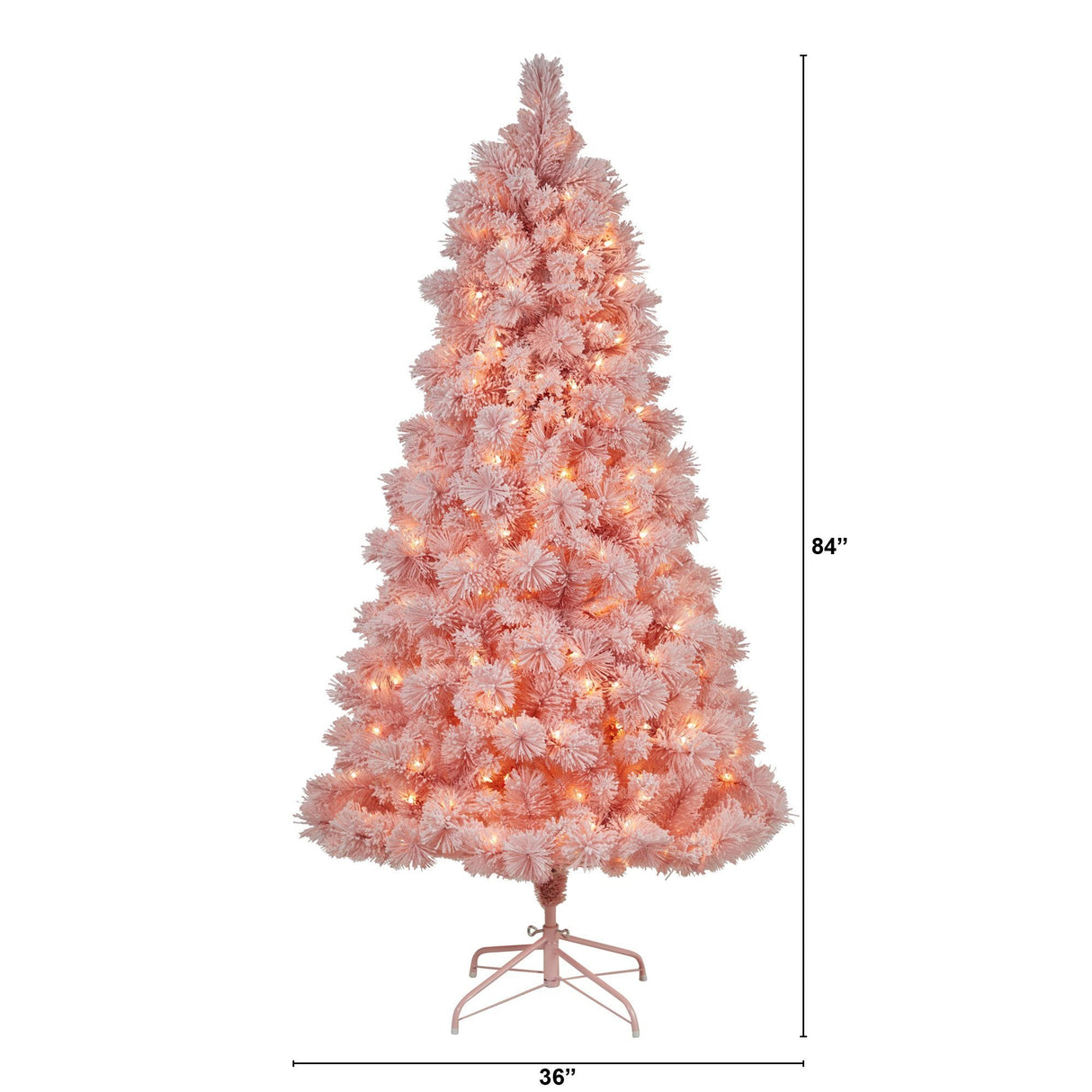 7' Holiday Pink Cashmere Christmas Tree with 300 lights and 599 Bendable Branches-Christmas Tree-Parc Decor