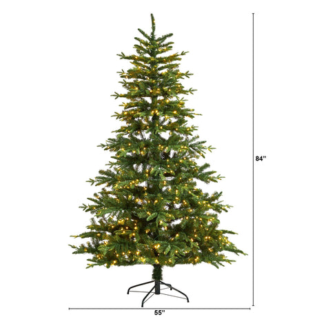 7’ Montreal Spruce Christmas Tree with 650 Warm White LED Lights and 1575 Bendable Branches-Christmas Tree-Parc Decor