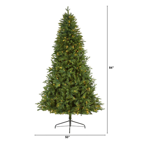 7' New Hampshire Fir Artificial Christmas Tree with 450 Clear LED Lights-Christmas Tree-Parc Decor