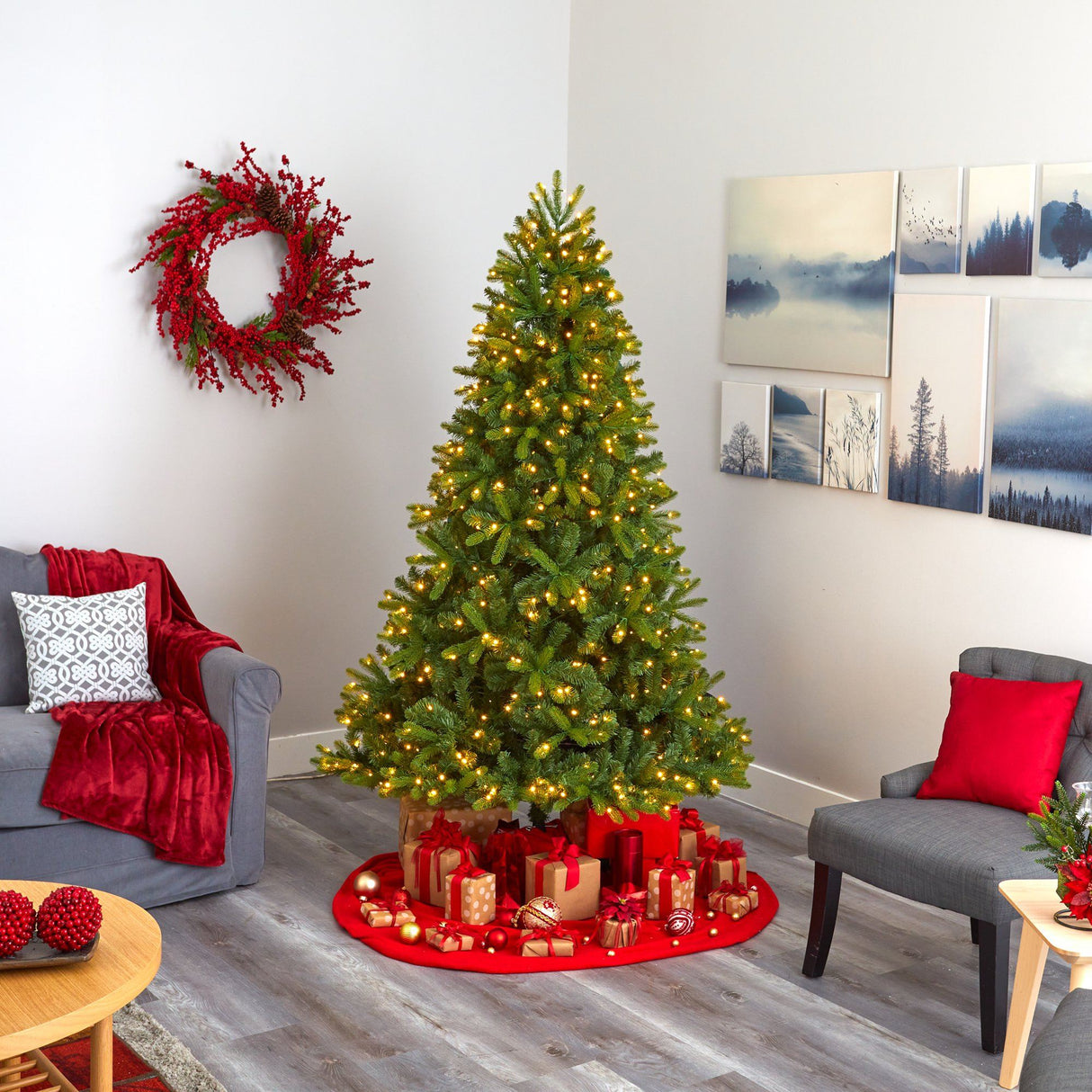 7’ New Haven Spruce “Natural Look” Artificial Christmas Tree with 500 LED Lights-Christmas Tree-Parc Decor