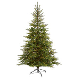 7’ North Carolina Spruce Artificial Christmas Tree with 450 Clear Lights and 931 Bendable Branches-Christmas Tree-Parc Decor