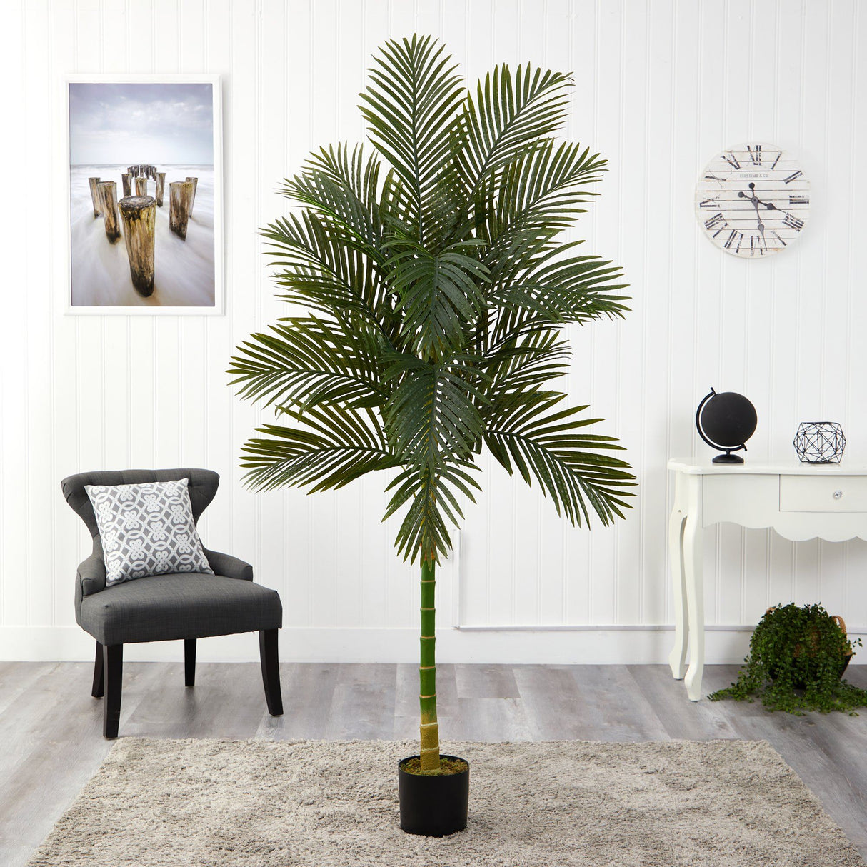 7’ Single Stalk Golden Cane Artificial Palm Tree-Tree-Parc Decor