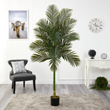 7’ Single Stalk Golden Cane Artificial Palm Tree-Tree-Parc Decor