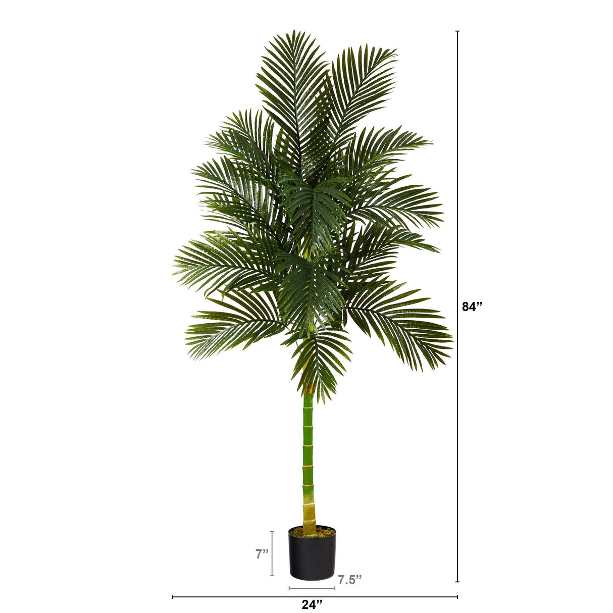 7’ Single Stalk Golden Cane Artificial Palm Tree-Tree-Parc Decor