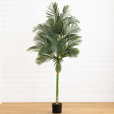 7’ Single Stalk Golden Cane Artificial Palm Tree-Tree-Parc Decor