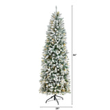 7’ Slim Flocked Montreal Fir Christmas Tree with 300 Warm White LED Lights and 995 Bendable Branches-Christmas Tree-Parc Decor