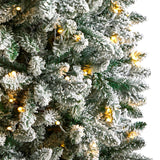 7’ Slim Flocked Montreal Fir Christmas Tree with 300 Warm White LED Lights and 995 Bendable Branches-Christmas Tree-Parc Decor