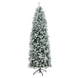 7’ Slim Flocked Montreal Fir Christmas Tree with 300 Warm White LED Lights and 995 Bendable Branches-Christmas Tree-Parc Decor