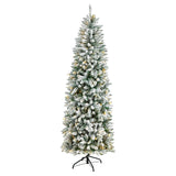 7’ Slim Flocked Montreal Fir Christmas Tree with 300 Warm White LED Lights and 995 Bendable Branches-Christmas Tree-Parc Decor