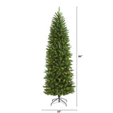 7’ Slim Green Mountain Pine Artificial Christmas Tree with 300 Clear LED Lights-Christmas Tree-Parc Decor