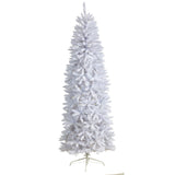 7’ Slim White Artificial Christmas Tree with 300 Warm White LED Lights and 955 Bendable Branches-Christmas Tree-Parc Decor